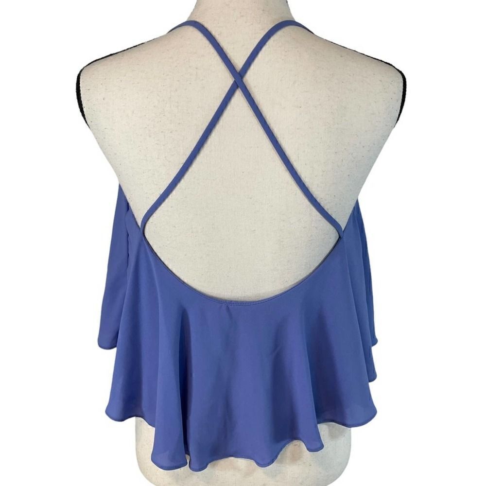 Solemio Los Angeles Georgette Blue Sleeveless Blouse Small - Picture 5 of 10